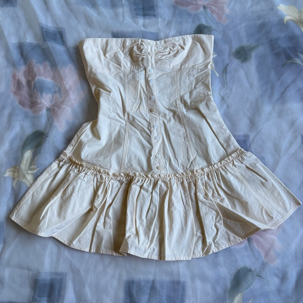 MYMUMMADEIT BUTTON MINI DRESS - BONE